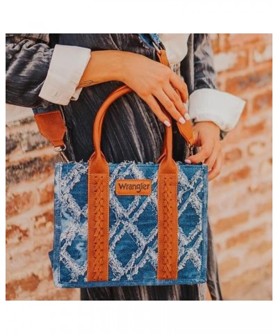 Wrangler Tote Bag Western Purses for Women Shoulder Boho Aztec Handbags Angel Denim Jean- Wide Strap M $26.30 Hobo Bags