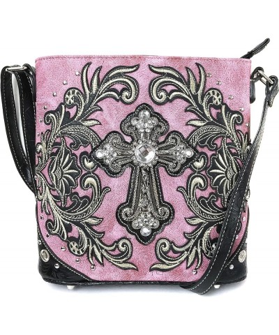 Concealed Carry Vineyard Western Embroidered Tooled Cross Handbag Light Pink - Crossbody Bag Only $18.92 Crossbody Bags