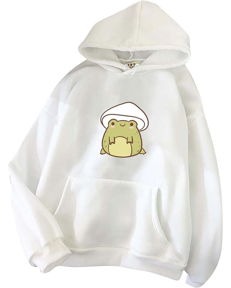 Women's Hoodie Sweatshirt Long Sleeve Kawaii Frog Graphic Sweatshirt Teen Girls Cute Casual Pullover Tops with Pockets Cute H...