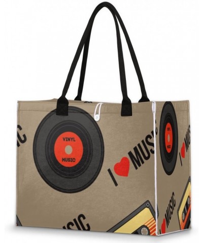 Music Tape Vintage Large Tote Bag Shoulder Bag For Women Teachers Nurses Work Shopping Travel Handbag Purse $10.66 Totes