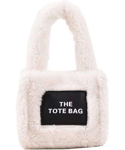 Small Tote Bag for Women Cute Plush Handbag Fluffy Stylish Shoulder Purse Furry Purse Tote Purse Autumn and Winter White $14....