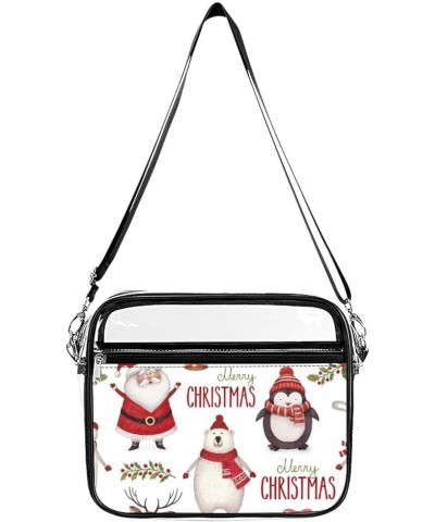 Watercolor Christmas Clear Crossbody Shoulder Purse Bag for Men Women, Stadium Clear Messenger Bag Style $13.49 Crossbody Bags