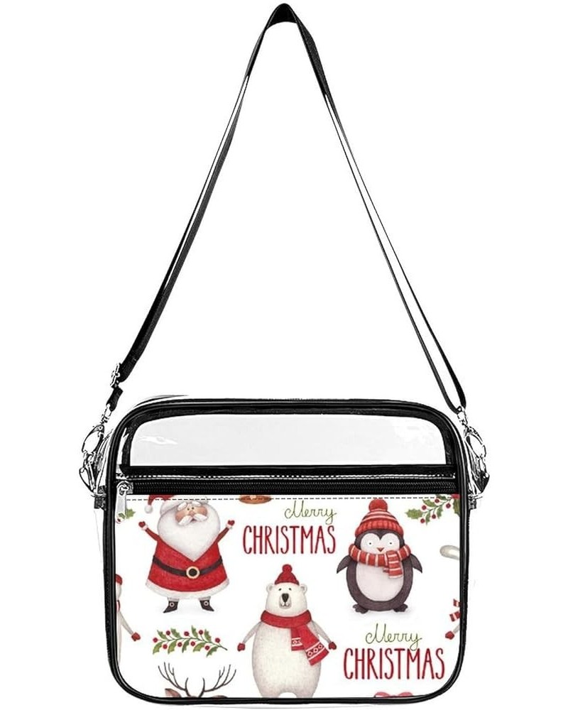 Watercolor Christmas Clear Crossbody Shoulder Purse Bag for Men Women, Stadium Clear Messenger Bag Style $13.49 Crossbody Bags