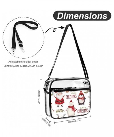 Watercolor Christmas Clear Crossbody Shoulder Purse Bag for Men Women, Stadium Clear Messenger Bag Style $13.49 Crossbody Bags