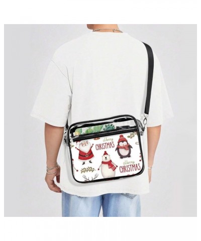 Watercolor Christmas Clear Crossbody Shoulder Purse Bag for Men Women, Stadium Clear Messenger Bag Style $13.49 Crossbody Bags