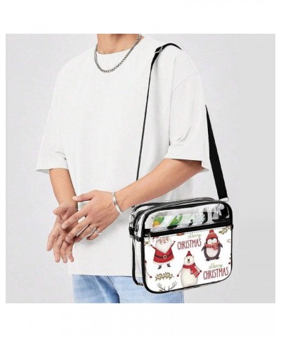 Watercolor Christmas Clear Crossbody Shoulder Purse Bag for Men Women, Stadium Clear Messenger Bag Style $13.49 Crossbody Bags