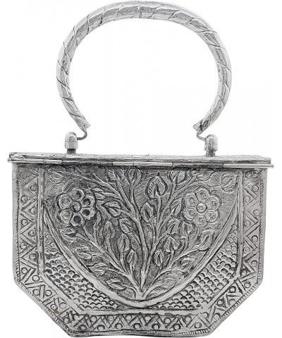 Women's Silver Brass Metal Handle Clutch Handmade Antique Ethnic Hand Clutch Design 1 $30.24 Clutches