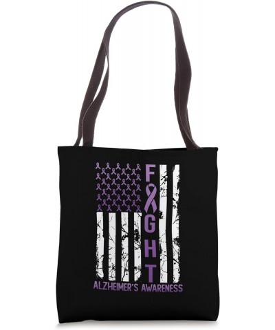 Alzheimer's Awareness Month Day USA Flag Ribbon Purple Tote Bag $14.80 Totes