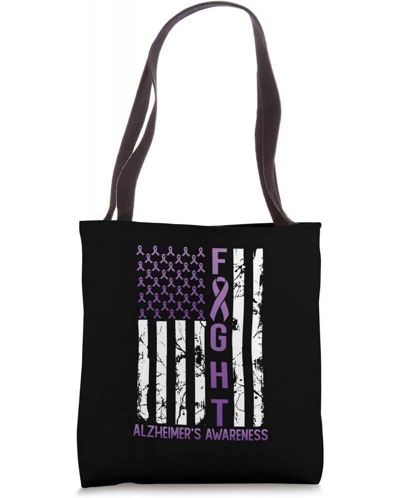 Alzheimer's Awareness Month Day USA Flag Ribbon Purple Tote Bag $14.80 Totes