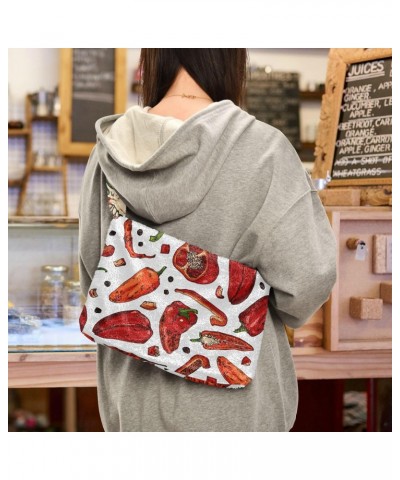 Women Boho Handbag Pepper Red Underarm Bag Tote Bag Shoulder Bag Crossbody Bag Fluffy Cell Phone Purse Lady Travel Pouch Wint...