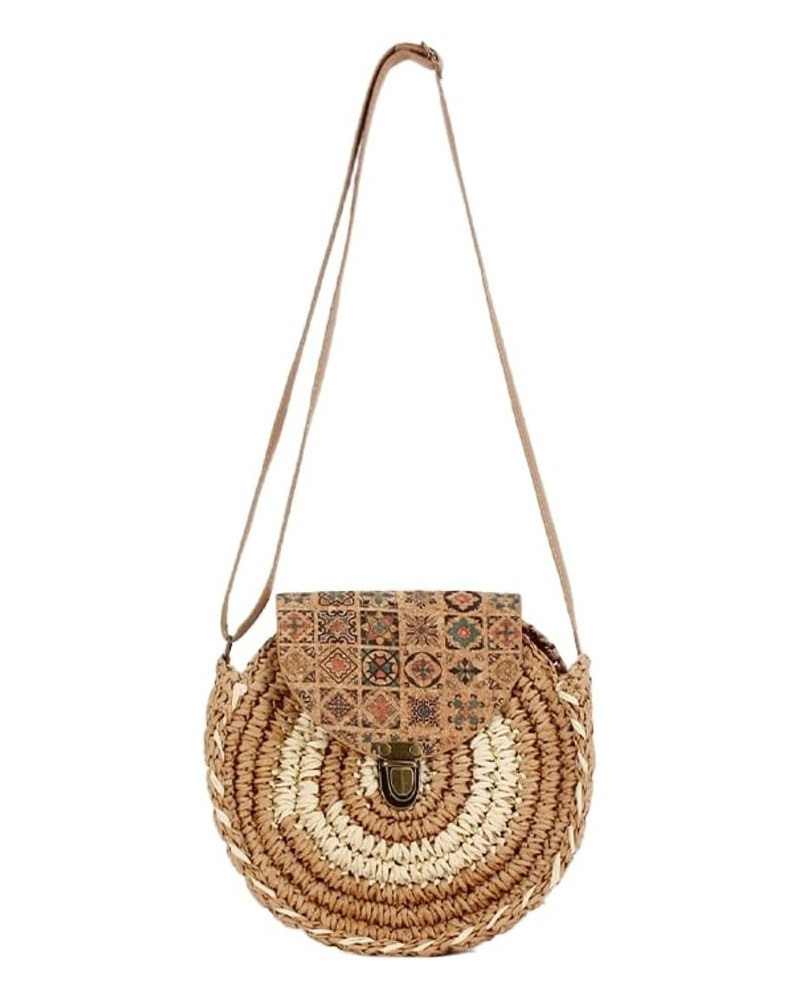 Handmade Straw Round Crossbody Bag Trendy Beach Shoulder Bag Folk Style Handbag Hobo Bag Purse Clutch for Summer 2024 Khaki $...