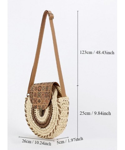 Handmade Straw Round Crossbody Bag Trendy Beach Shoulder Bag Folk Style Handbag Hobo Bag Purse Clutch for Summer 2024 Khaki $...