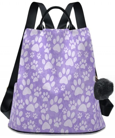 Dog Paw Print Purple Women Backpack Anti-theft Handbag Purse Travel Bag Fashion Shoulder Bags $23.59 Backpacks