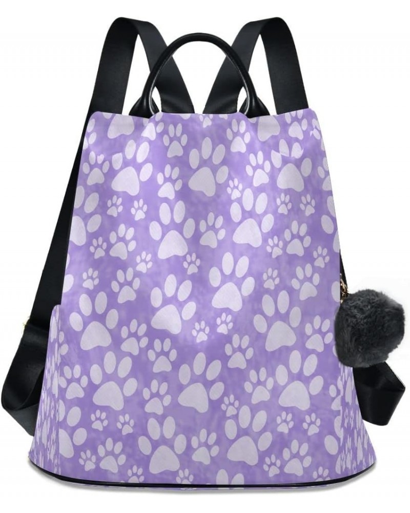 Dog Paw Print Purple Women Backpack Anti-theft Handbag Purse Travel Bag Fashion Shoulder Bags $23.59 Backpacks