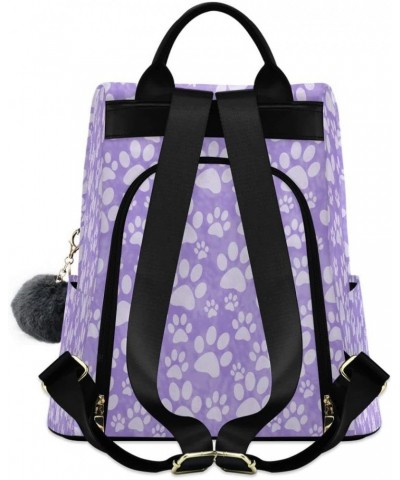 Dog Paw Print Purple Women Backpack Anti-theft Handbag Purse Travel Bag Fashion Shoulder Bags $23.59 Backpacks