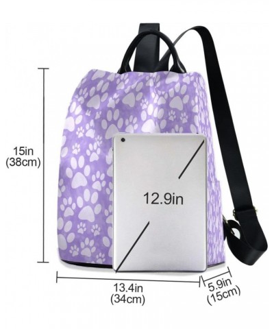 Dog Paw Print Purple Women Backpack Anti-theft Handbag Purse Travel Bag Fashion Shoulder Bags $23.59 Backpacks