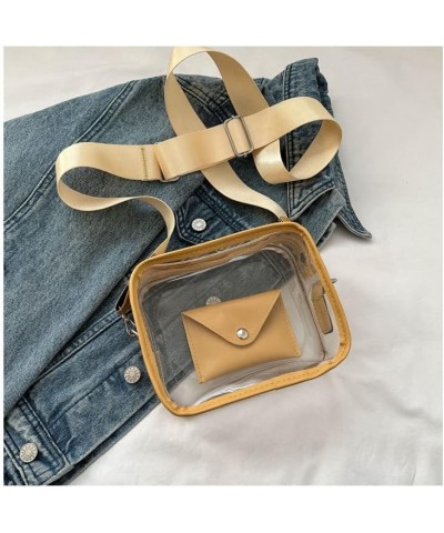 Aesthetic Coquettish Clear Bag PVC Jelly Pack Kawaii Crossbody Purse Bag Transparent Bags for Women With Small pocket Yellow ...