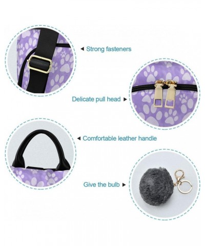 Dog Paw Print Purple Women Backpack Anti-theft Handbag Purse Travel Bag Fashion Shoulder Bags $23.59 Backpacks