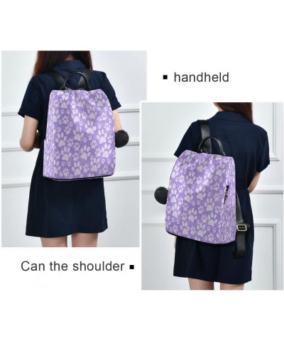 Dog Paw Print Purple Women Backpack Anti-theft Handbag Purse Travel Bag Fashion Shoulder Bags $23.59 Backpacks