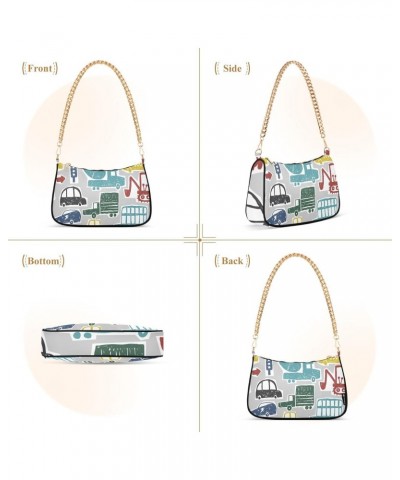 Vehicle Shoulder Bag Doodle Vehicle Sticker Women Clutch Handbag Shoulder Purch Date Chain Bag Tote Bag Spring Holiday Birthd...