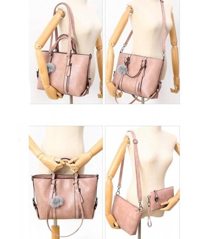 PU Leather Tote Hobo for Women Shoulder Crossbody Bags Elegant 4pcs Satchel Clutches Wallets Gray $23.31 Totes