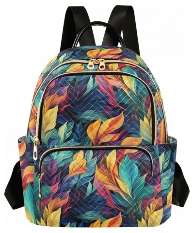 Beautiful Leaves Pattern Fashion Backpack Purse for Women, Casual Daypacks, Ladies Gift for Traveling Hiking Multicolor Mediu...