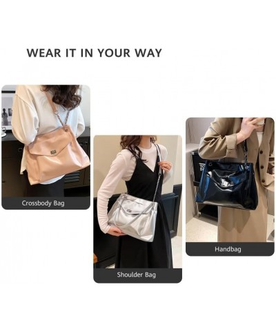 Tote Bag for Women Large Shoulder Bag Leather Handbags Work Crossbody Bags Purse for Work Silver $18.22 Totes