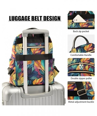 Beautiful Leaves Pattern Fashion Backpack Purse for Women, Casual Daypacks, Ladies Gift for Traveling Hiking Multicolor Mediu...