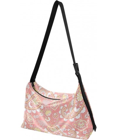 Crossbody Purse Shoulder Bag for Women-Pink Paisley Print, Large Capacity Leather Handbags Zipper Closure with Fabric Strap $...