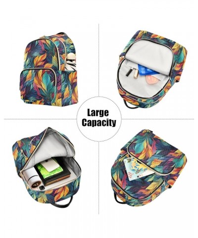 Beautiful Leaves Pattern Fashion Backpack Purse for Women, Casual Daypacks, Ladies Gift for Traveling Hiking Multicolor Mediu...