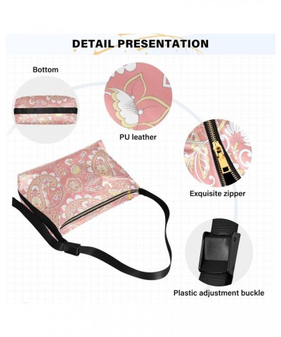 Crossbody Purse Shoulder Bag for Women-Pink Paisley Print, Large Capacity Leather Handbags Zipper Closure with Fabric Strap $...