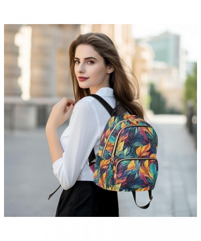 Beautiful Leaves Pattern Fashion Backpack Purse for Women, Casual Daypacks, Ladies Gift for Traveling Hiking Multicolor Mediu...