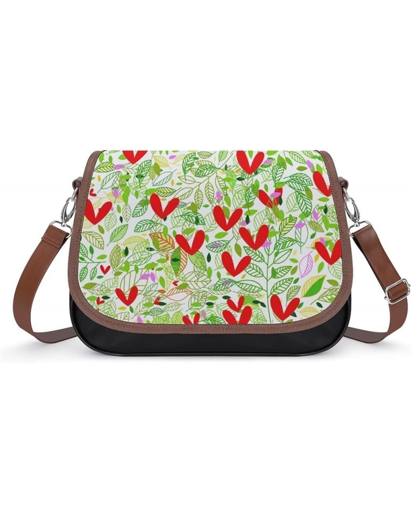 Leather Hobo Bags Women's Crossbody Shoulder Bag Classic City Top Handle Satchels Green Leaves Red Flowers Color9 $19.80 Hobo...