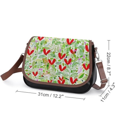 Leather Hobo Bags Women's Crossbody Shoulder Bag Classic City Top Handle Satchels Green Leaves Red Flowers Color9 $19.80 Hobo...