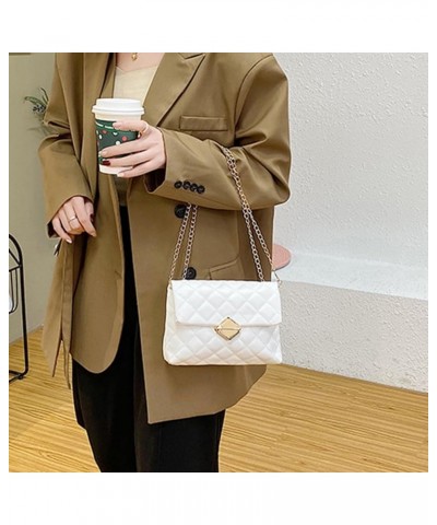 Ultra-light Shoulder Bag Lock Chain Bag Lightweight Durable Faux Leather Portable Shoulder Bag for Fashionable Women White $6...