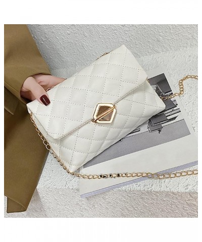 Ultra-light Shoulder Bag Lock Chain Bag Lightweight Durable Faux Leather Portable Shoulder Bag for Fashionable Women White $6...