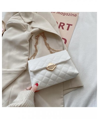 Ultra-light Shoulder Bag Lock Chain Bag Lightweight Durable Faux Leather Portable Shoulder Bag for Fashionable Women White $6...