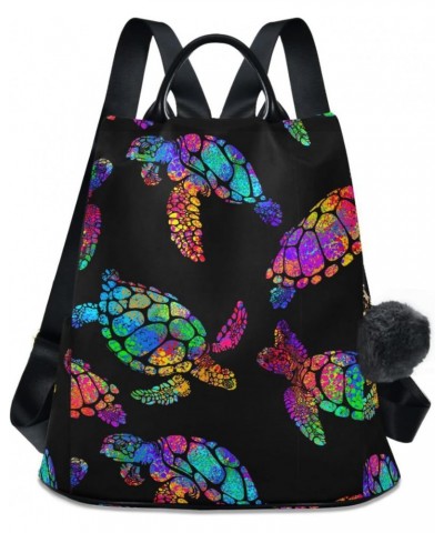 Women's Fashion Backpack Purses, Turtle Rainbow Backpack Shoulder Bag for Women $18.90 Backpacks