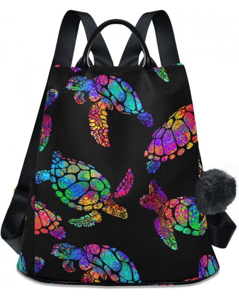 Women's Fashion Backpack Purses, Turtle Rainbow Backpack Shoulder Bag for Women $18.90 Backpacks