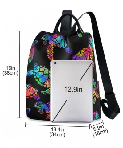 Women's Fashion Backpack Purses, Turtle Rainbow Backpack Shoulder Bag for Women $18.90 Backpacks