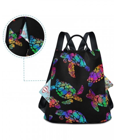 Women's Fashion Backpack Purses, Turtle Rainbow Backpack Shoulder Bag for Women $18.90 Backpacks