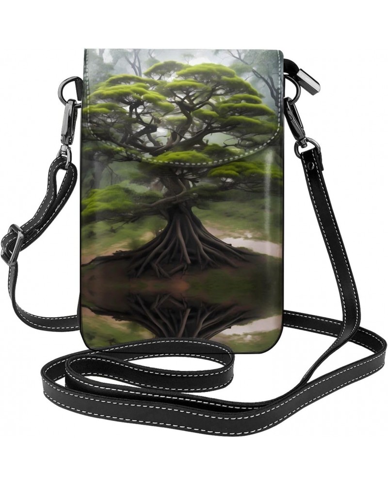 women leather Cell Phone Purse The dense sycamore tree picture Soft, durable and waterproof PU leather Convenient for daily u...