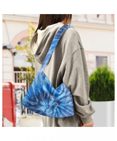 Ladies Soft Plush Underarm Bag Blue-sea-tie-dye-hipster Fluffy Shoulder Bag Women Furry Purse Handbag $14.72 Shoulder Bags