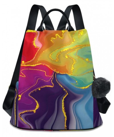 Rainbow Abstract Colorful Art Backpack Purse for Women Anti Theft Fashion Back Pack Shoulder Bag $18.40 Backpacks