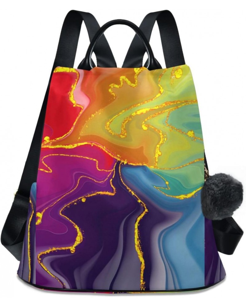 Rainbow Abstract Colorful Art Backpack Purse for Women Anti Theft Fashion Back Pack Shoulder Bag $18.40 Backpacks