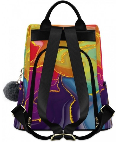 Rainbow Abstract Colorful Art Backpack Purse for Women Anti Theft Fashion Back Pack Shoulder Bag $18.40 Backpacks