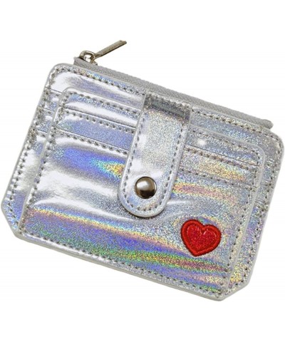 Wallet Holster Embroidery Purse Ladies Buckle Bag Love Zipper Card Fashion Wallet Zip Pouch Wallet (Silver, 12X0.5X8.5) Silve...