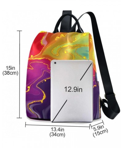 Rainbow Abstract Colorful Art Backpack Purse for Women Anti Theft Fashion Back Pack Shoulder Bag $18.40 Backpacks