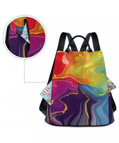 Rainbow Abstract Colorful Art Backpack Purse for Women Anti Theft Fashion Back Pack Shoulder Bag $18.40 Backpacks