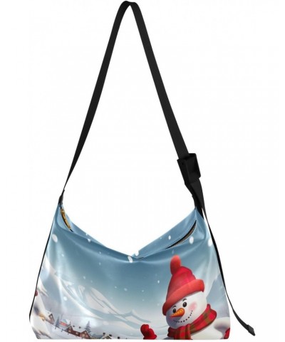 Christmas Snowman Crossbody Bag Hobo Handbag Purse Fashion PU Leather Shoulder Bags for Women $19.03 Hobo Bags